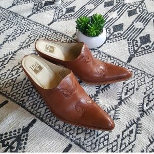 FRYE BOHO style Mules in Cognac